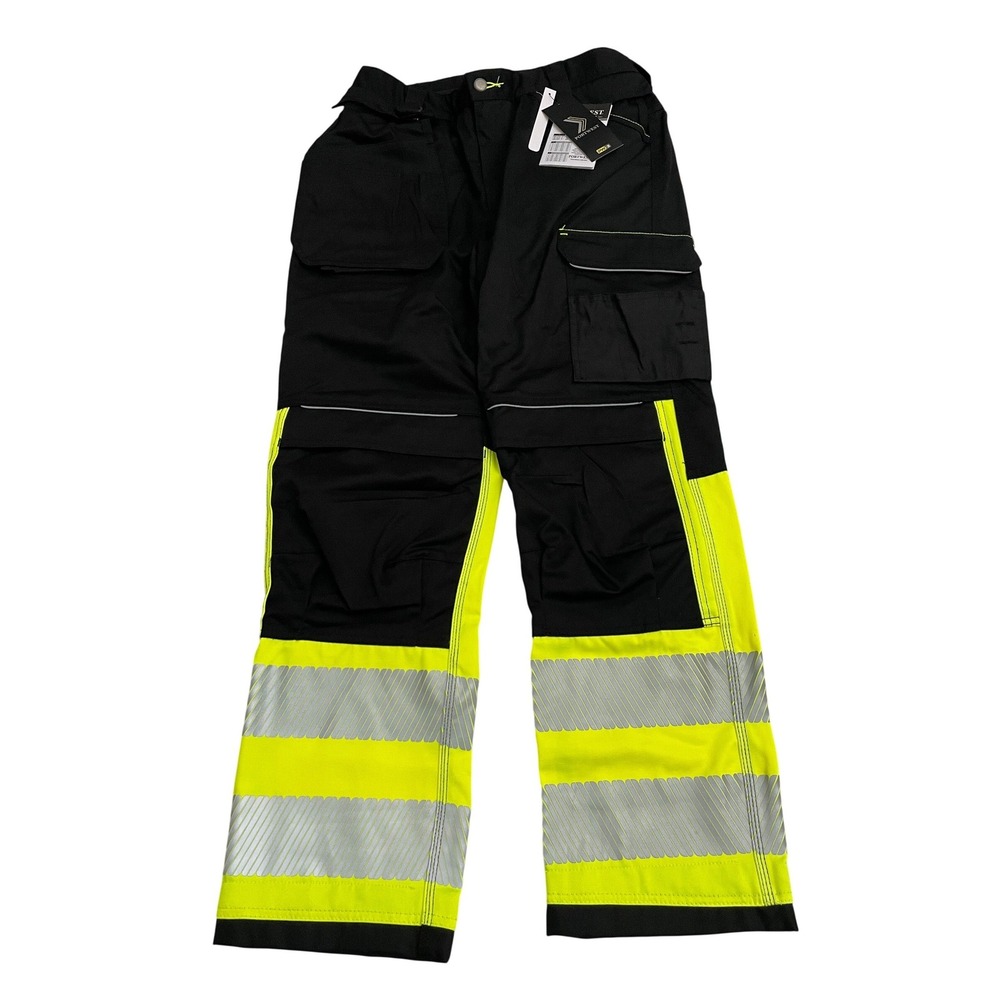 NEW Portwest PW3 Holster Trousers Mens 36 Black Hi-Vis Yellow Workwear PW307‎